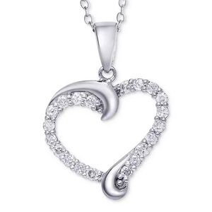 NWT Macy's Diamond Swirl Heart Pendant Necklace